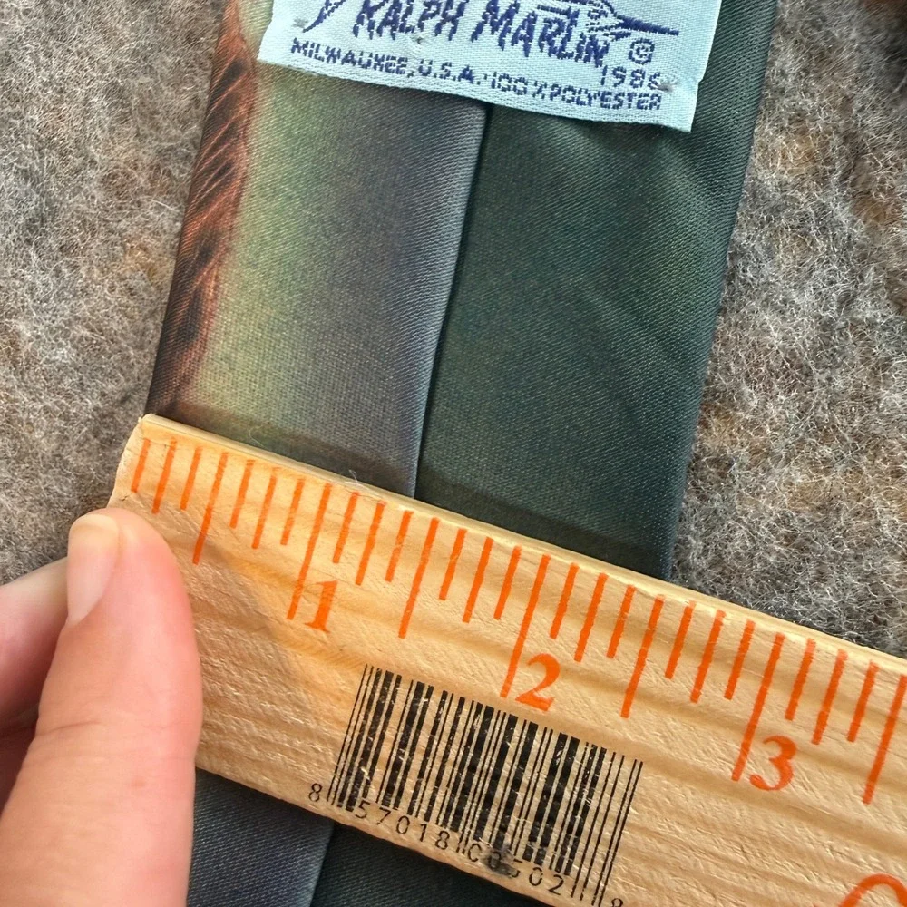 Ralph Marlin Muskie Fish 1986 Necktie Mens Fishing Photorealistic Novelty Tie